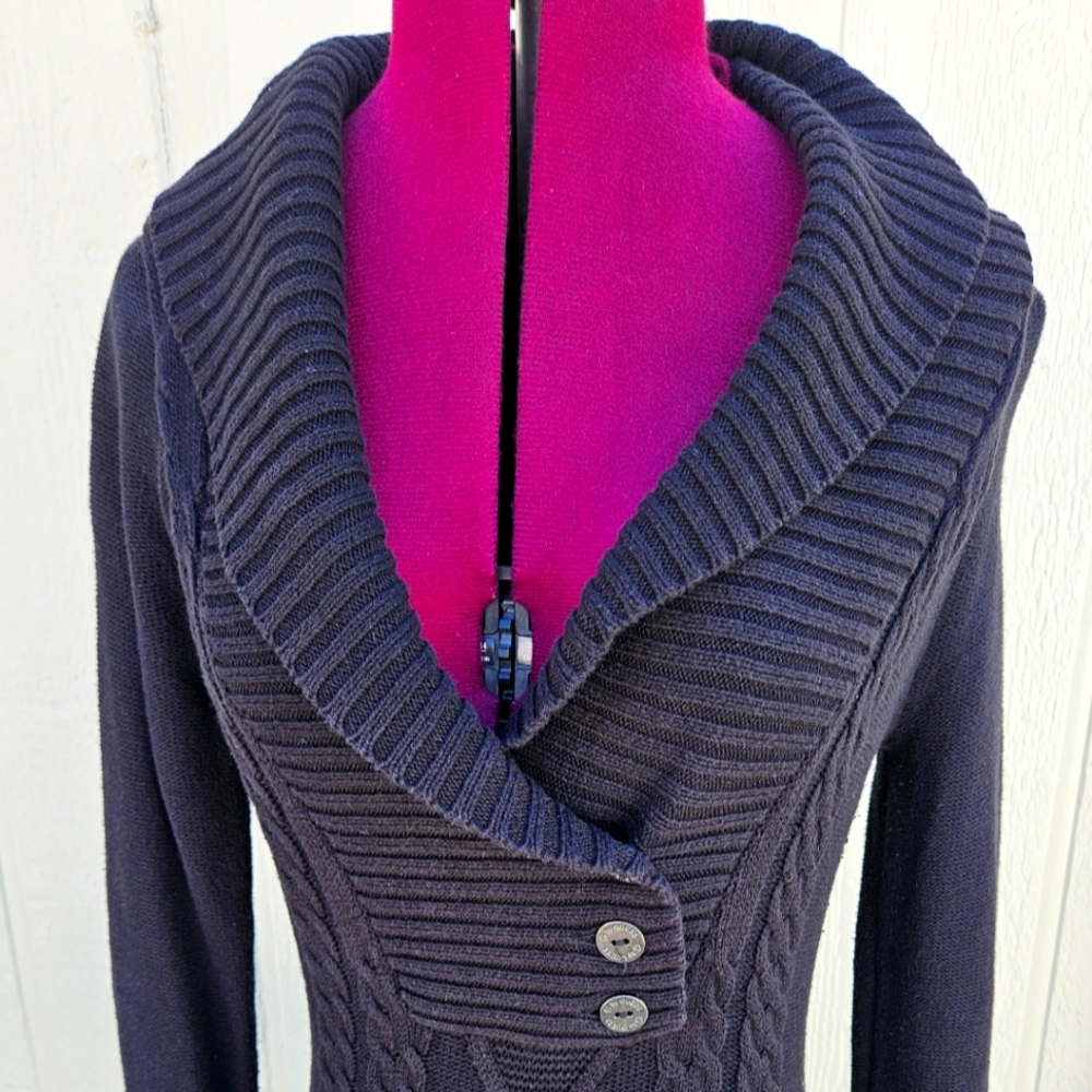 Guess Women's Black Shawl Collar Sweater Dress